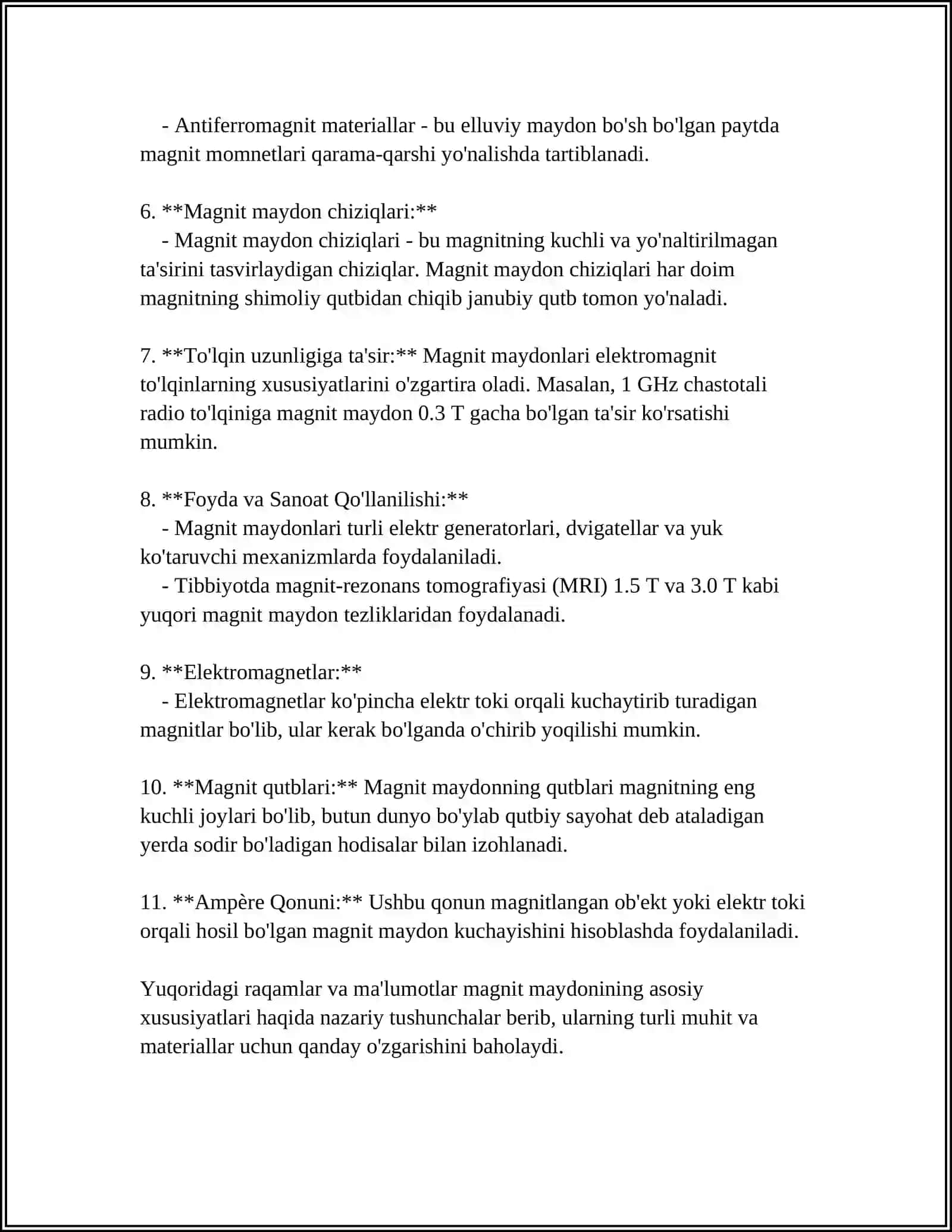 MAGNIT MAYDONI, MODDALAMNI MAGNITLANISHI. DIA, PARA, FERROMAGNETIKLAR. MAGNIT XOTIRA VA UNDAN FOYDALANISH 4