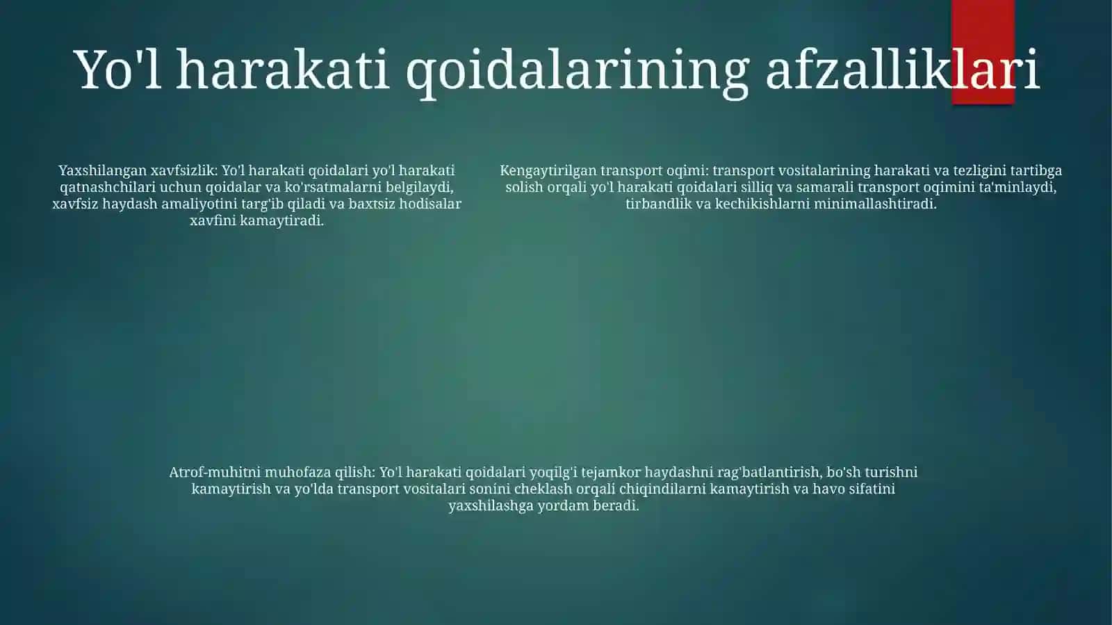Yo'L Harakati Qoidalarini TartibgaSolish 4