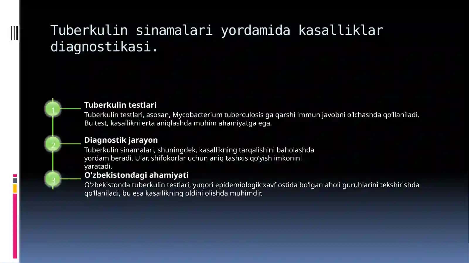 Tuberkulin sinamalari,funksional tekshirish usullari, rentgenodiagnostika va bronxoskopiya 4