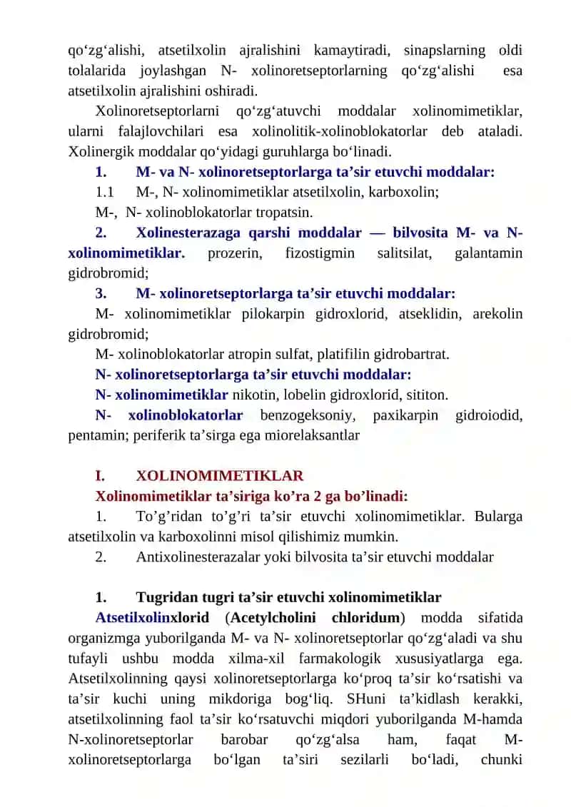 Efferent nerv oxirlariga ta’sir ko‘rsatuvchi moddalar 4