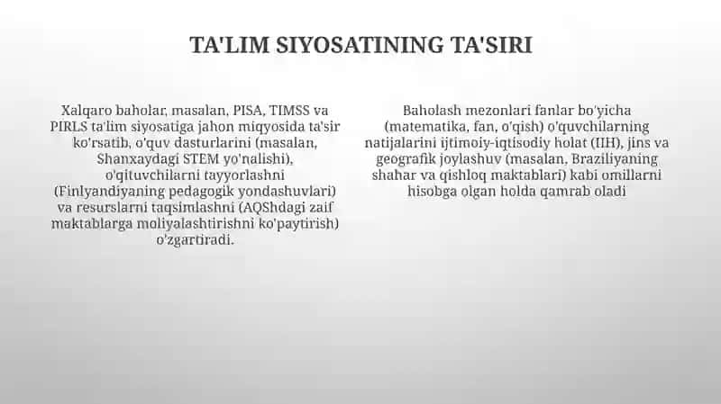 Xalqaro baholash dasturlarining maqsadi, ularni baholash mezonlari 4