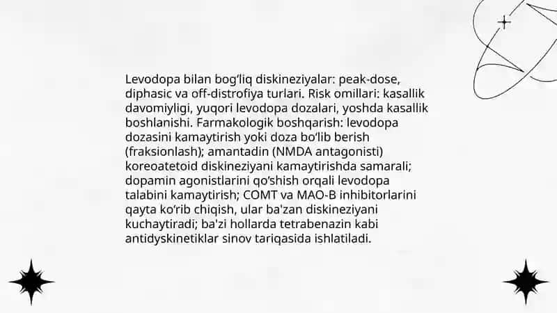 Parkinson kasalligini davolashda ishlatiladigan dori vositalari 4