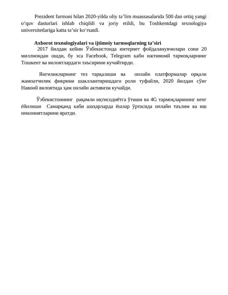 O'zbekiston Respublikasidagi ijtimoiy o'zgarishlar 4