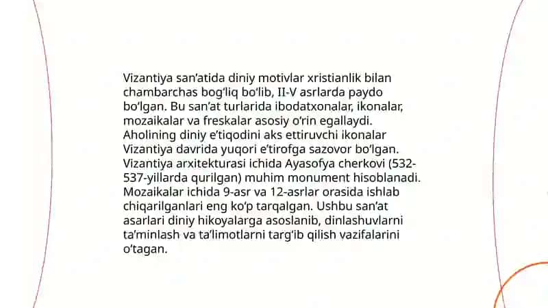 Vizantiya san'atining rivojlanish tarixi 4