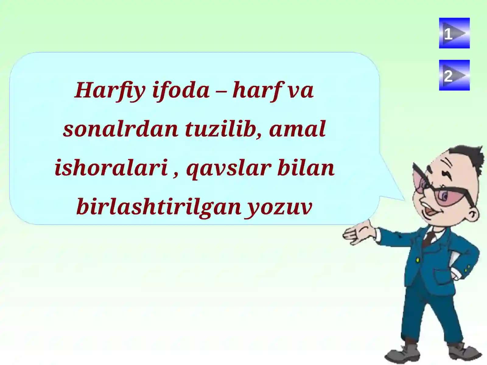 Sonli va harfiy ifodalar 4