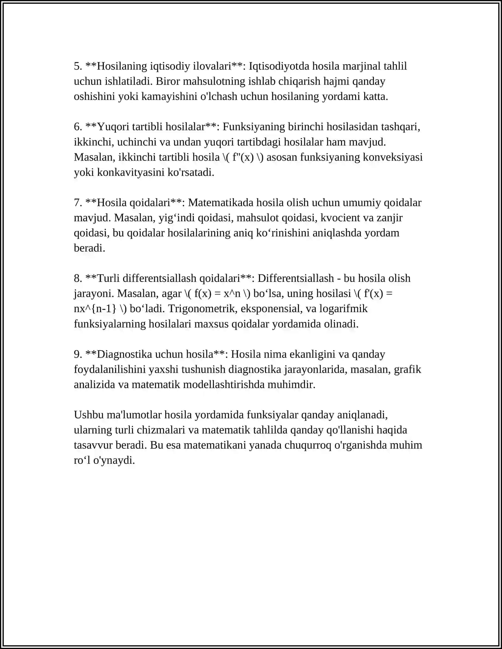 HOSILA YORDAMIDA FUNKSIYANI TEKSHIRISH 4