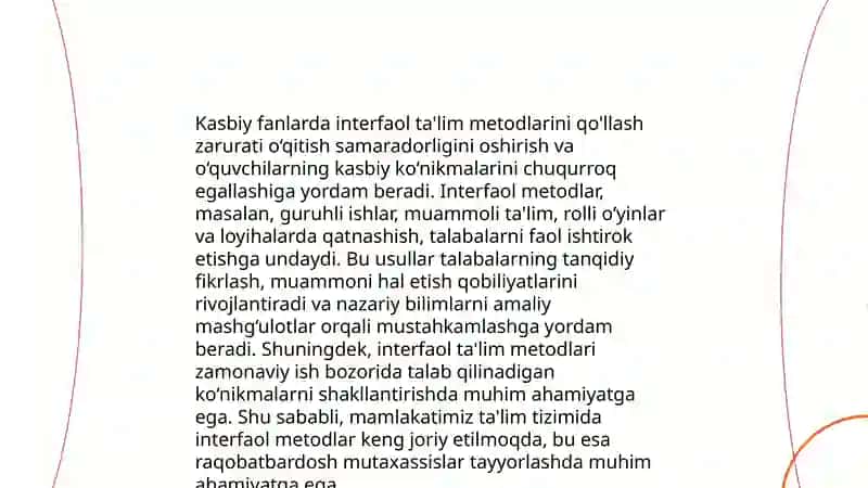 Kasbiy fanlarni õqitishda interfaol ta'lim metodlari va ularni qõllash metodikasi 4