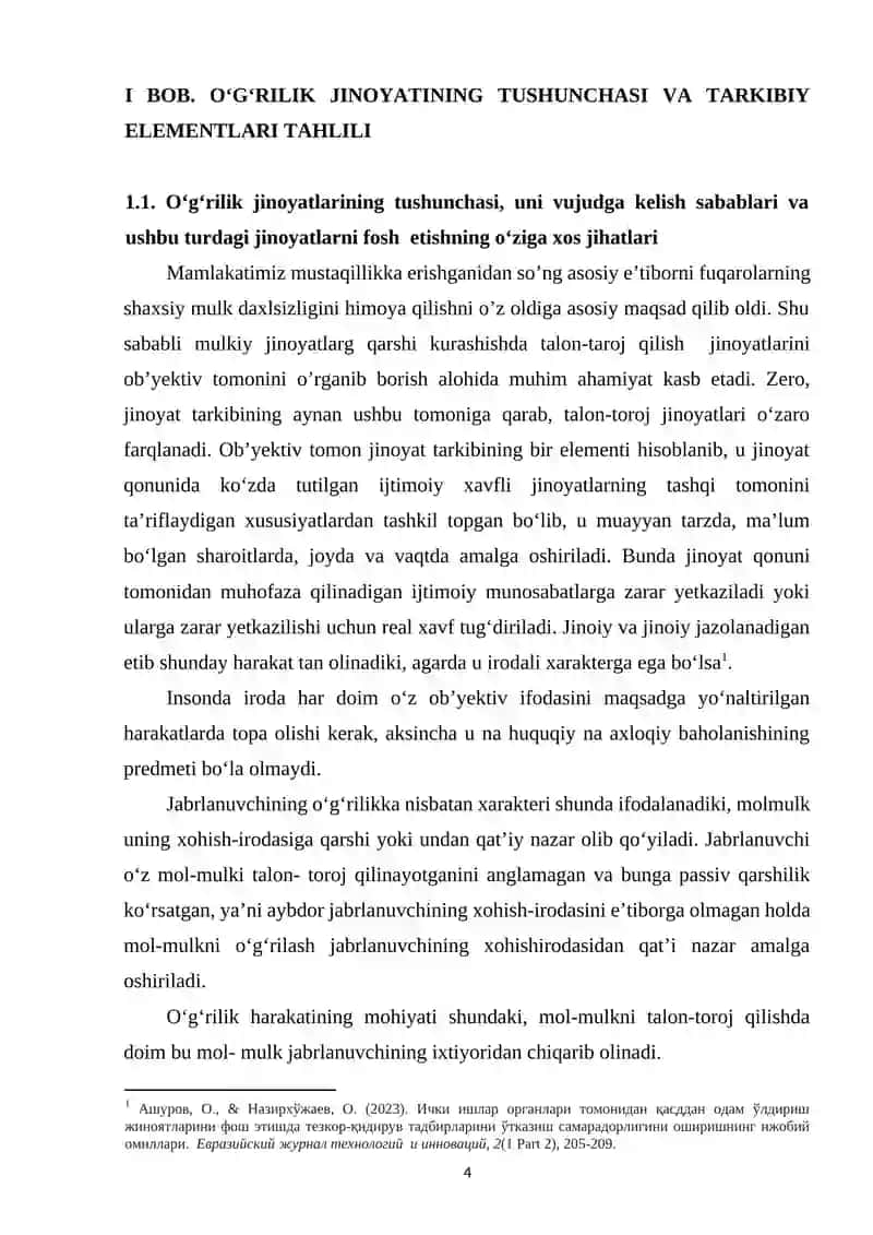 O'G'RILIK JINOYATINING JINOIY-HUQUQIY XUSUSIYATLARI 4