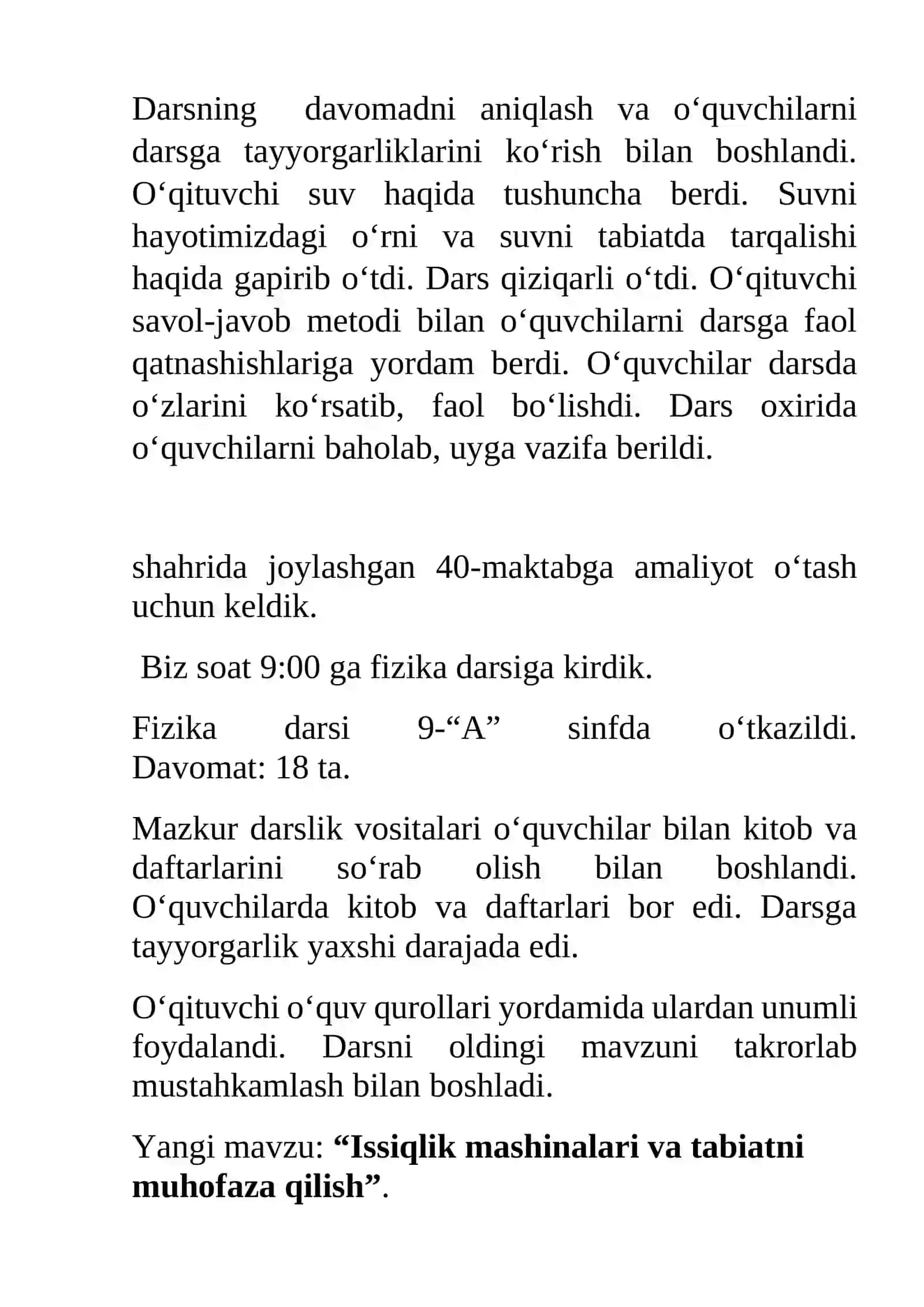 pedagogika AMALIYOT HISOBOTI 4