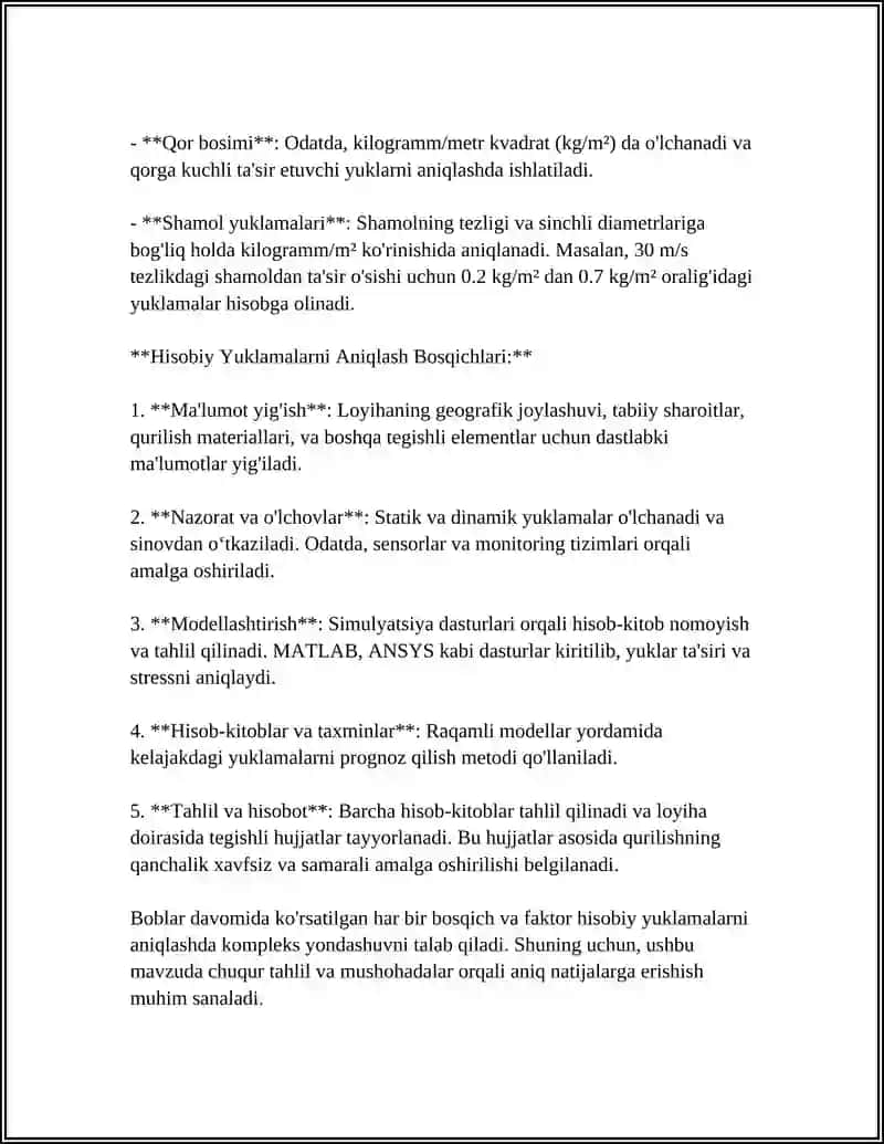 HISOBIY YUKLAMALARNI ANIQLASH VA TRANSFORMATOR PUNKTI (TP) QUVVATINI TANLASH 4