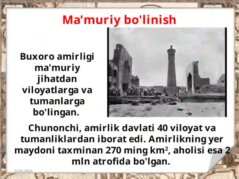 Buxoro amirlik davlat tuzumi va uning ma'muriy boshqariluvi 4