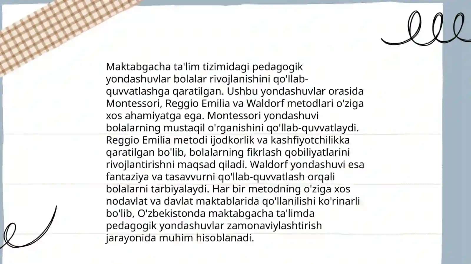 Oʻzbekiston Respublikasining ilk va maktabgacha yoshdagi bolalar rivojlanishiga qoʻyiladigan talablarning mazmuni va mohiyati 4