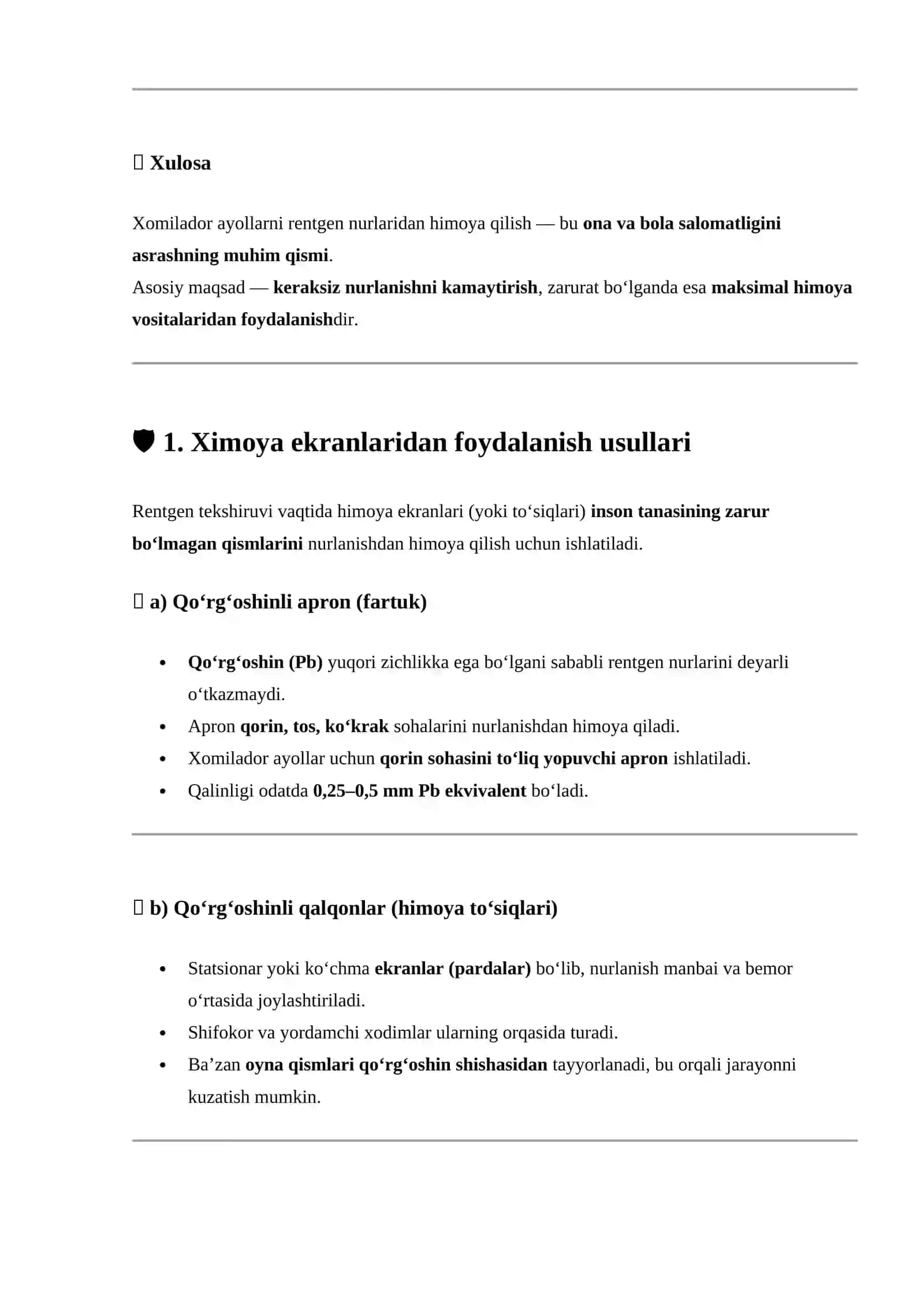 XOMILADORLARNI RENTGEN NURLARIDAN XIMOYA QILISH USULLARI 4