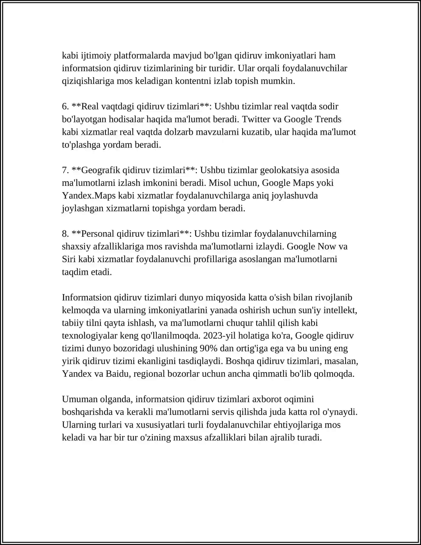 INFORMATSION QIDIRUV TIZIMLARI.MAʼLUMOTLAR BAZASIDAN FOYDALANISH 4
