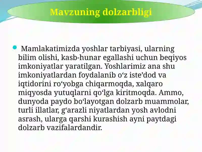 O’SMIRLAR GIYOHVANDLIGINING SABABLARI VA OQIBATLARI 4