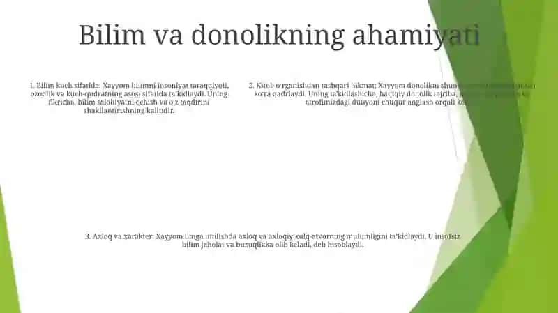 Umar Hayyomning TaʼLim Tarbiyaga Oid Fikrlari 4
