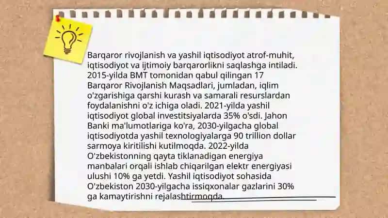 Yashil iqtisodiyotning ta'rifi 4