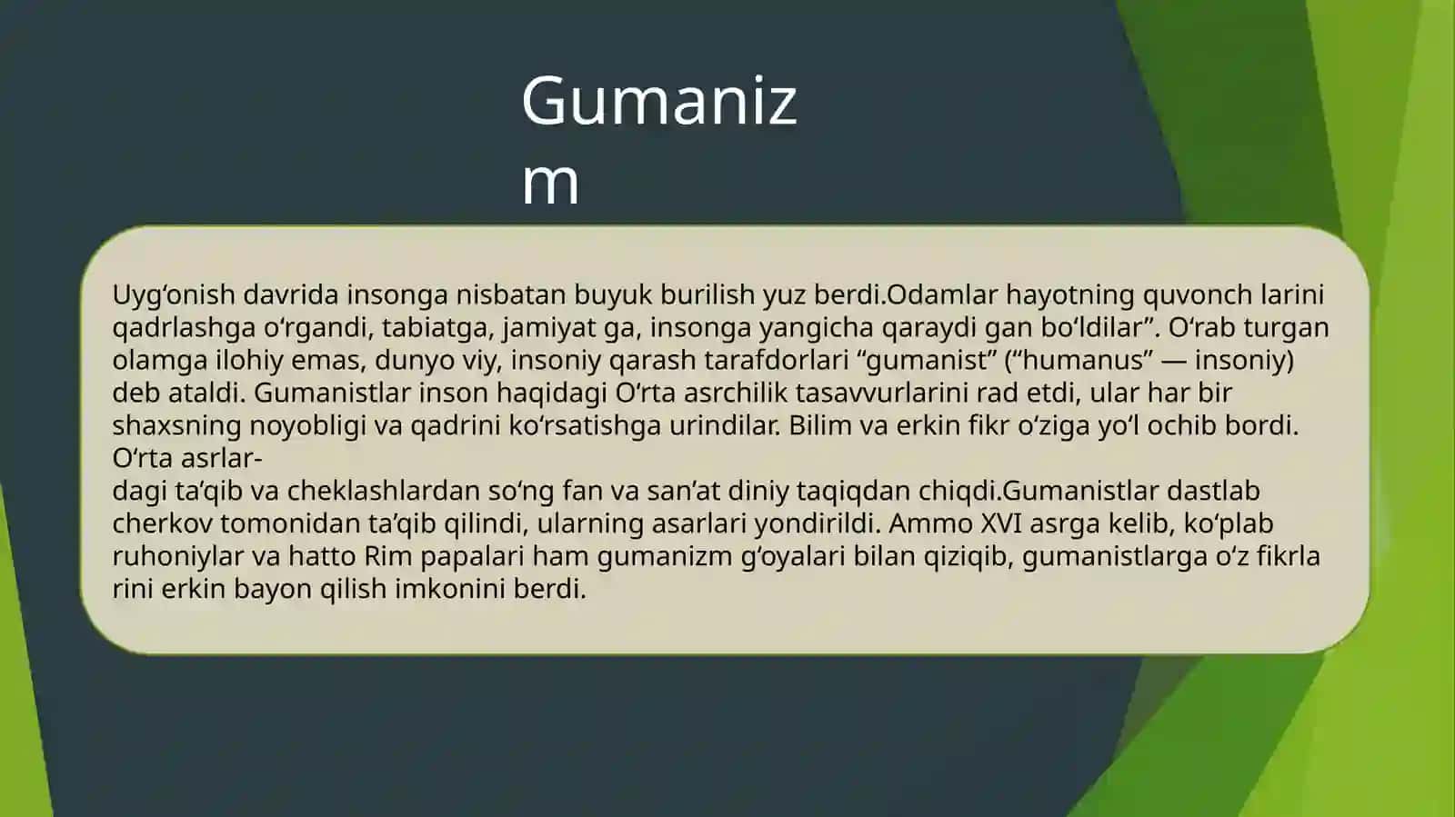 GUMANIZM: G‘ARBIY YEVROPADA YANGI DAVR MADANIYATI VA FANI 4
