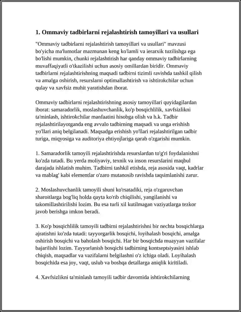 OMMAVIY TADBIRLARNING BOSHQARUV FUNKTSIYALARI VA USULLARI 4