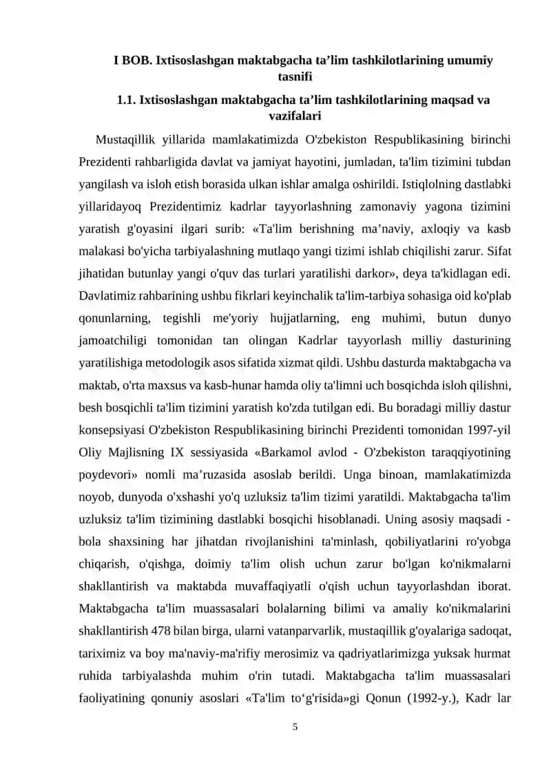 Ixtisoslashtirilgan maktabgacha ta’lim tashkilotlarining maqsad va vazifalari 4