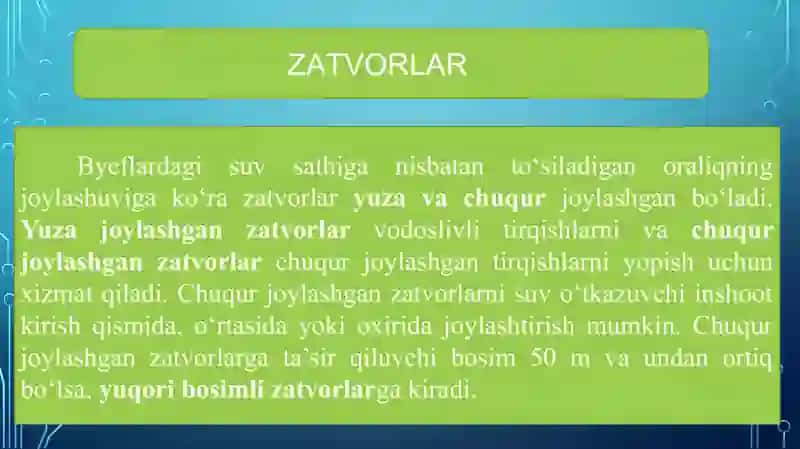 Gidrotexnika inshootlarining mexanik jihozlari va zatvorlar 4