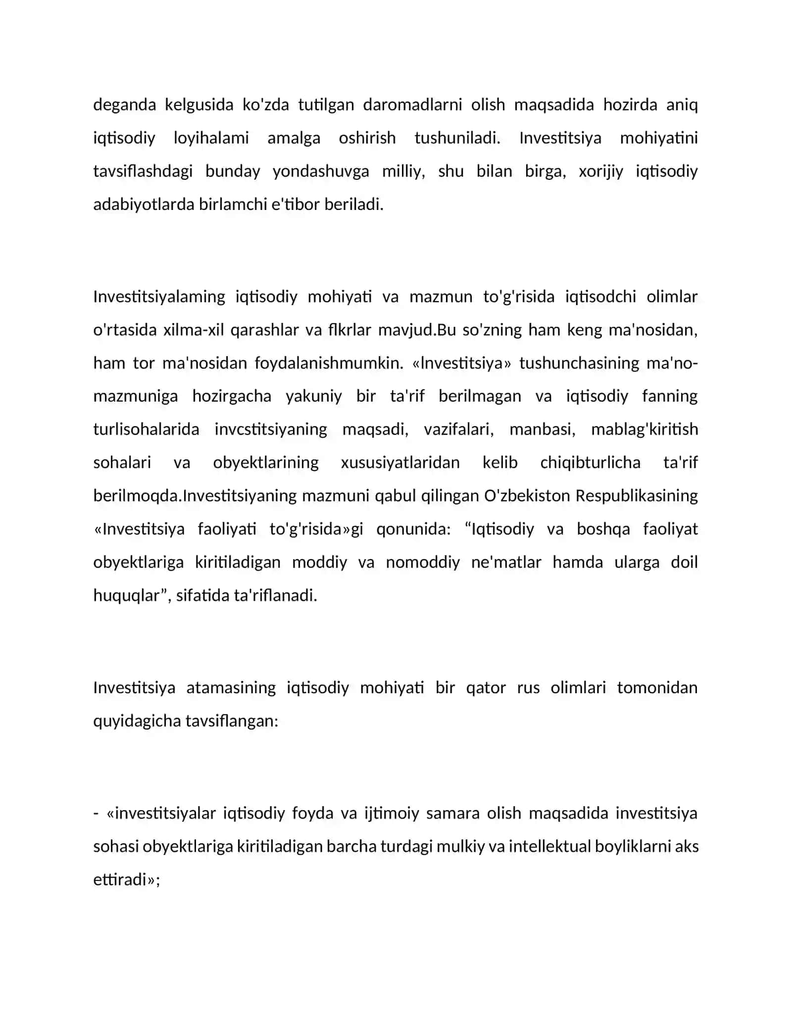 Korxonaning investitsiyalar strategiyasi. Investitsion loyiha, uning samaradorligini hisoblash 4