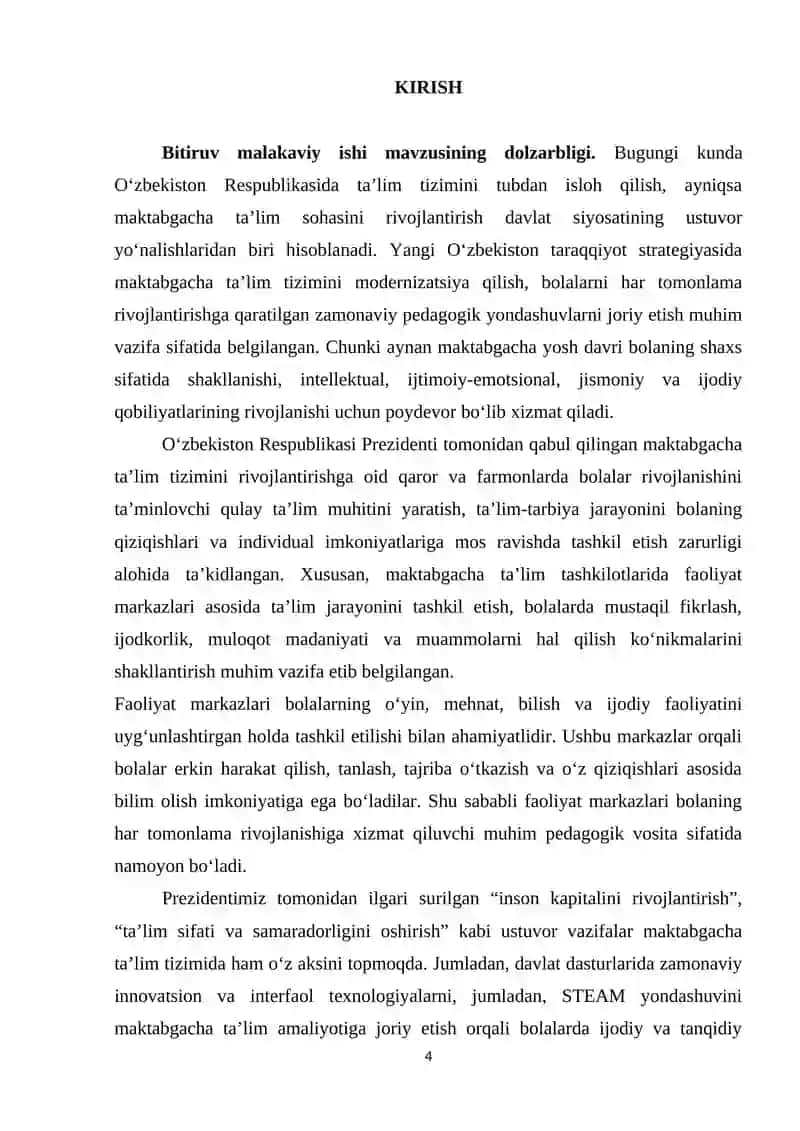 MAKTABGACHA TA'LIM TASHKILATLARIDA BOLALARNING HAR TOMONLAMA RIVOJLANISHIDA FAOLIYAT MARKAZLARINING ROLI 4