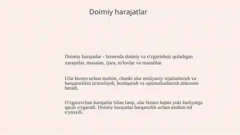 Harajat va harajat turlari 4