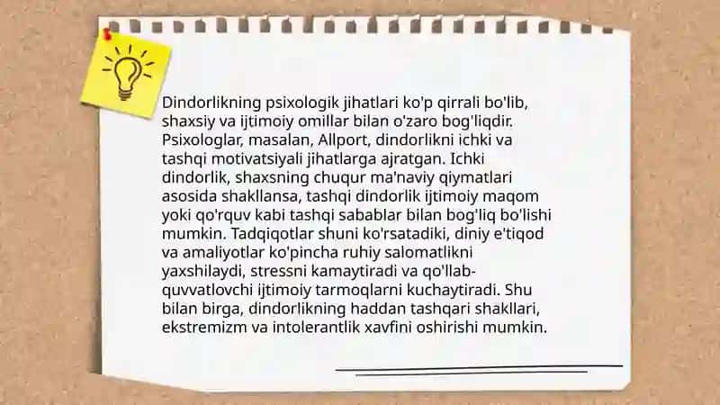 Dindorlar jamoasi ijtimoiy -psixologik muomolari 4