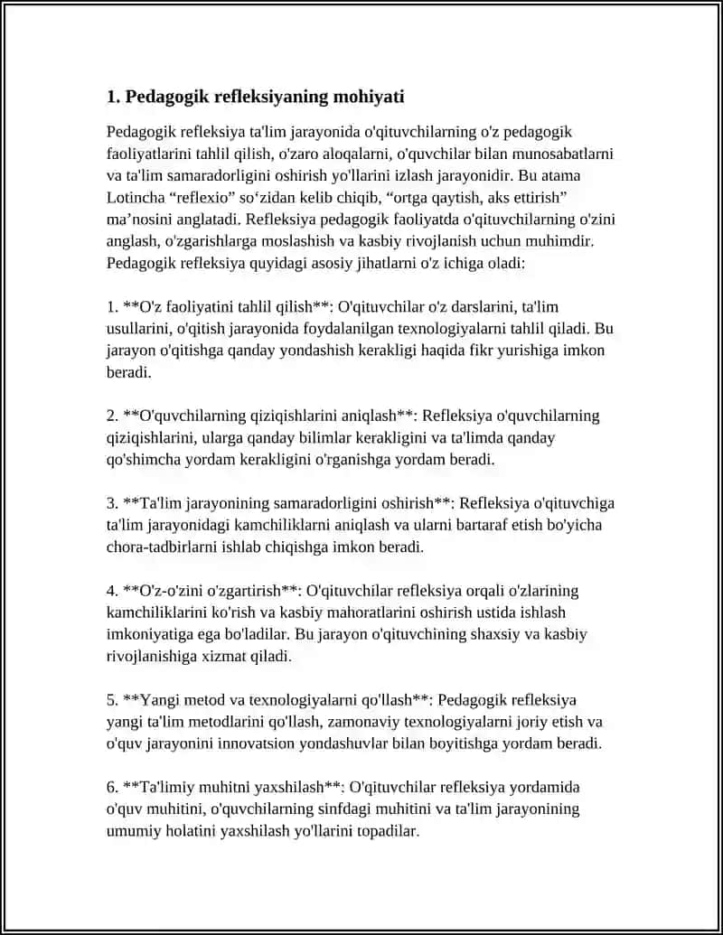 OQITUVCHINING KASBIY MAHORATINI RIVOJLANTIRISHDA PEDAGOGIK REFLIKASINING AHAMIYATI 4