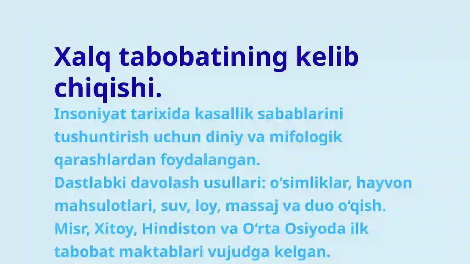Xalq tabobati rivojlanishining tarixi va oʻrni. 4