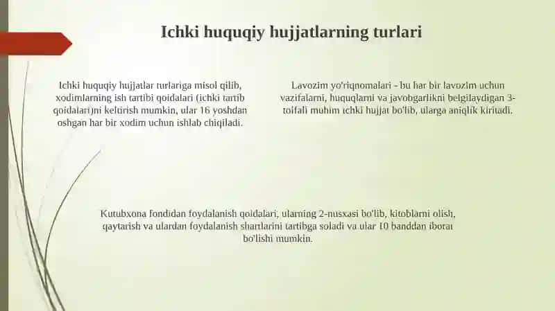 Ichki huquqiy hujjatlari 4