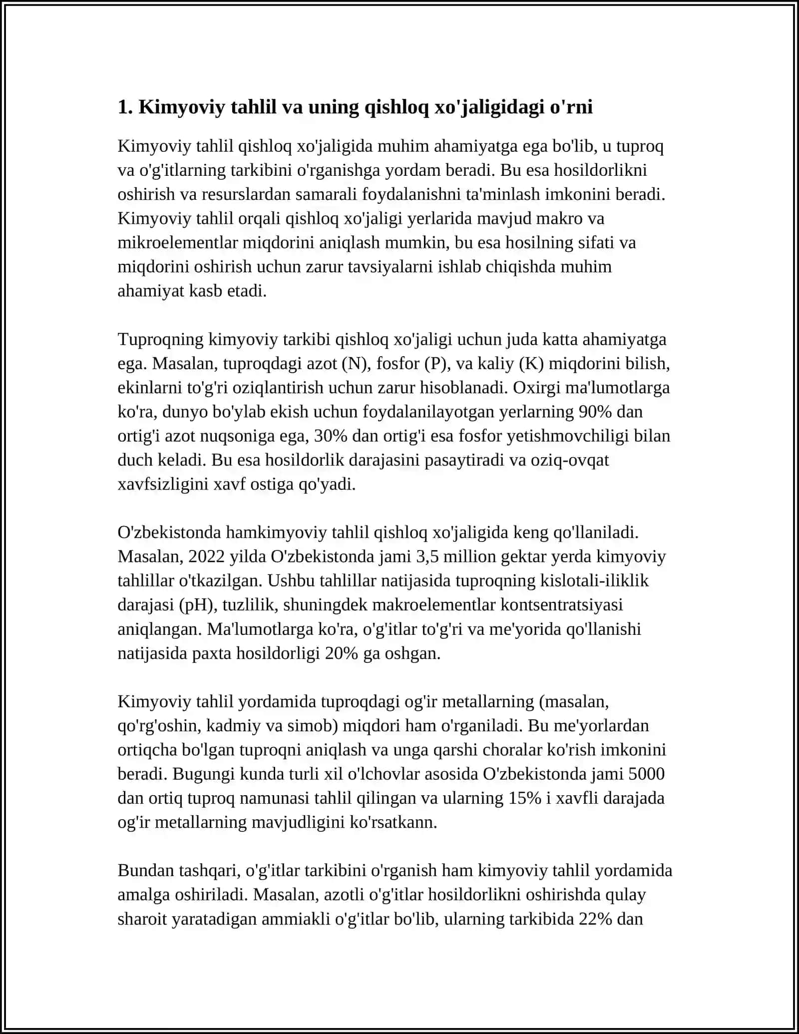 KIMYOVIY ANALIZ USULLARI VA ULARNING QISHLOQ XOʻJALIGIDA QOʻLLANISHI 4