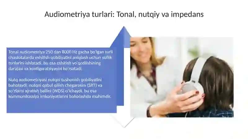 Klinikada tovushdan foydalanish. Audiometriya 4