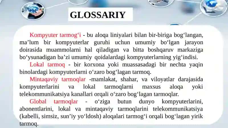 Tarmoqlar texnologiyasidan foydalanish 4