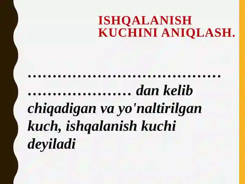Ishqalanish kuchi. Ishqalanish turlari. prezentatsiya 4