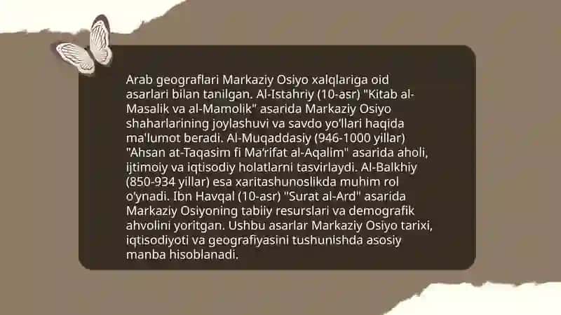 Markaziy Osiyo xalqlari manbashunosligini tarixiy materiallar asosida qiyosiy tahlil qilib taqdimot tayyorlash 4