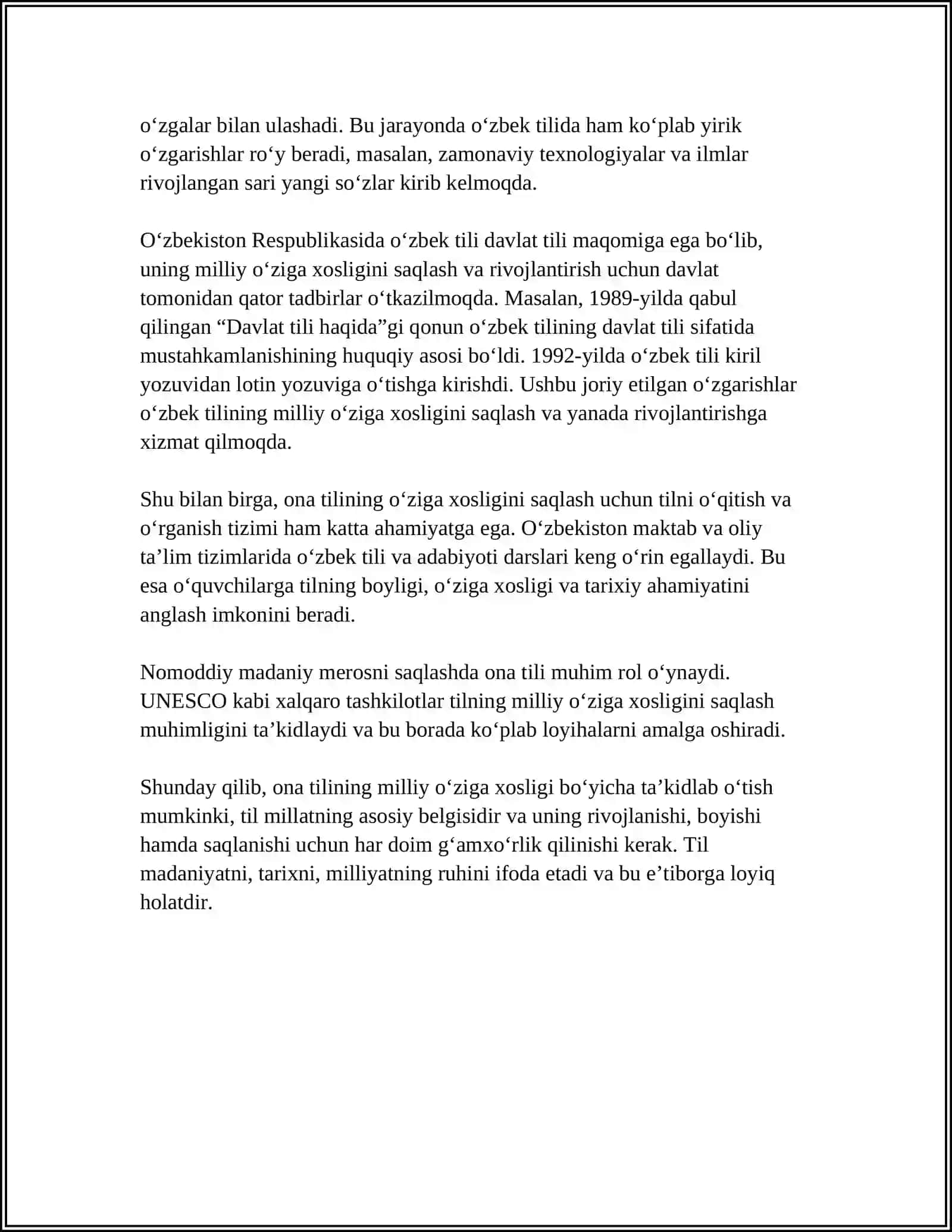 ONA TILI MILLAT RUHI MAVZUSIDA MUSTAQIL TAʼLIM YOZISH 4