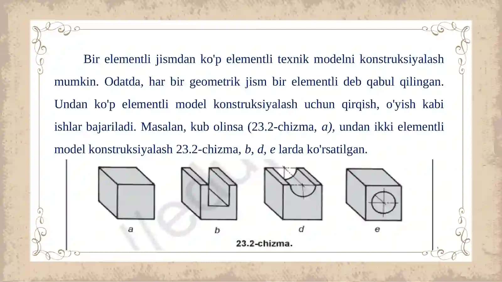 Texnik modelni konstruksiyalash va uning ko'rinishlarini chizish 4