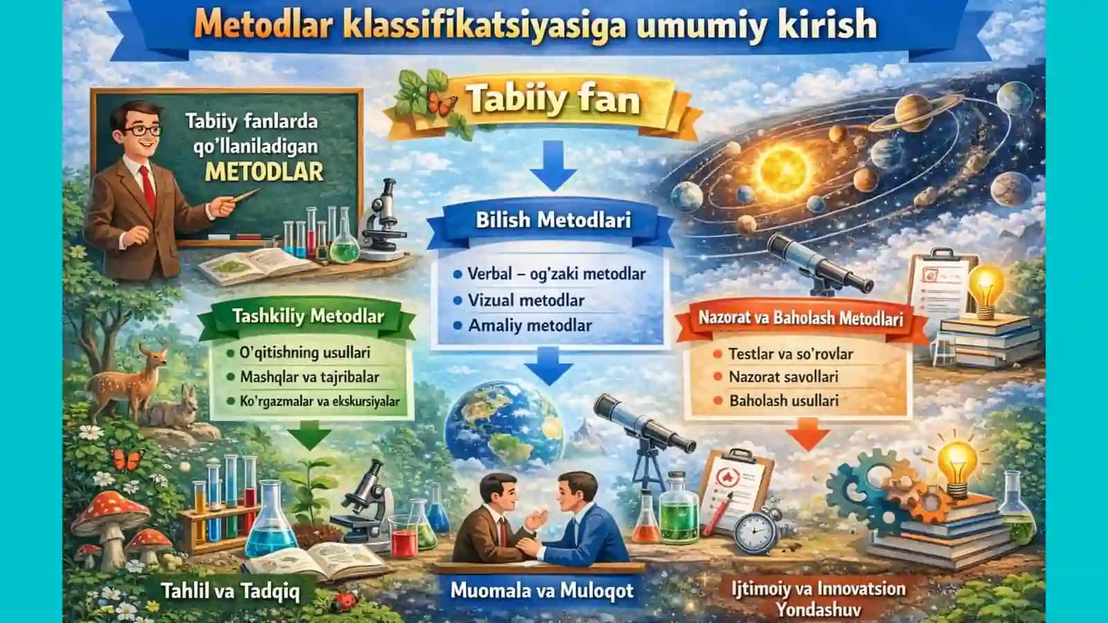 Metodlar klassifikatsiyasi. Tabiiy fanlarni oʻqitishda foydalaniladigan metodlar tasnifi 4