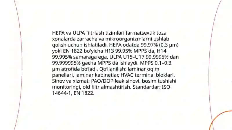 Xona sinflari va havo tozalik talablari (GMP va ISO 14644) 4