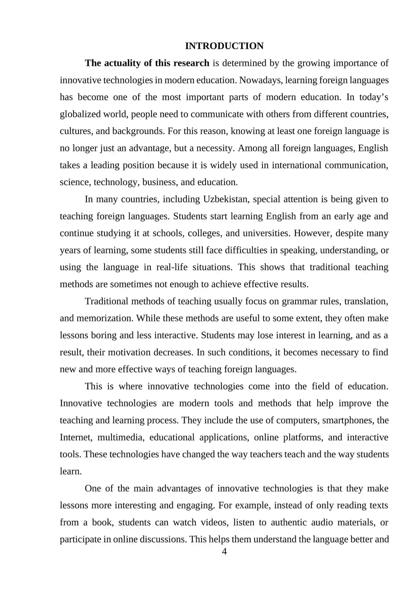 The significance and types of innovative technologies in FLT 4