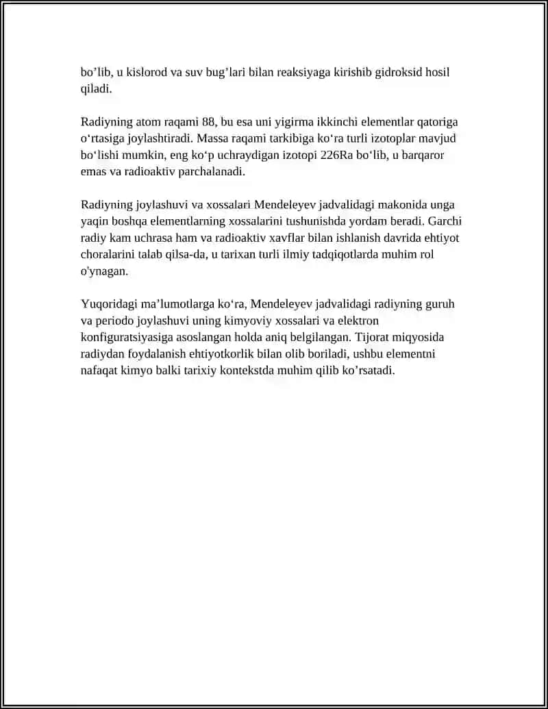 MEDELEV JADVALIDAN RADIY MODASI HAQIDA 4