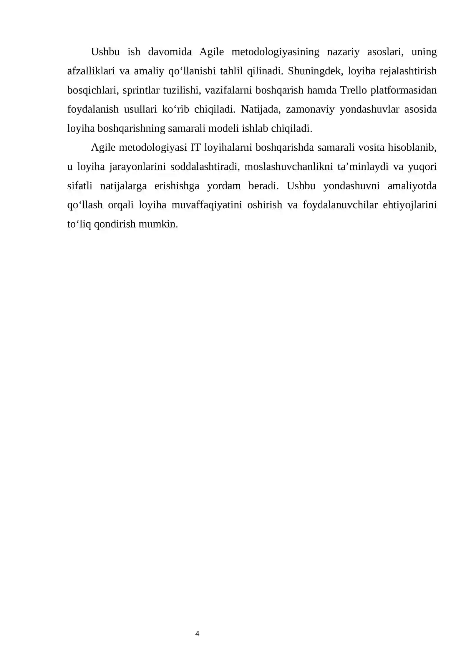 Online ta’lim platformasi loyihasi uchun Agile metodologiyasi asosida loyiha rejasini tuzish va Trello platformasida tashkil qilish 4