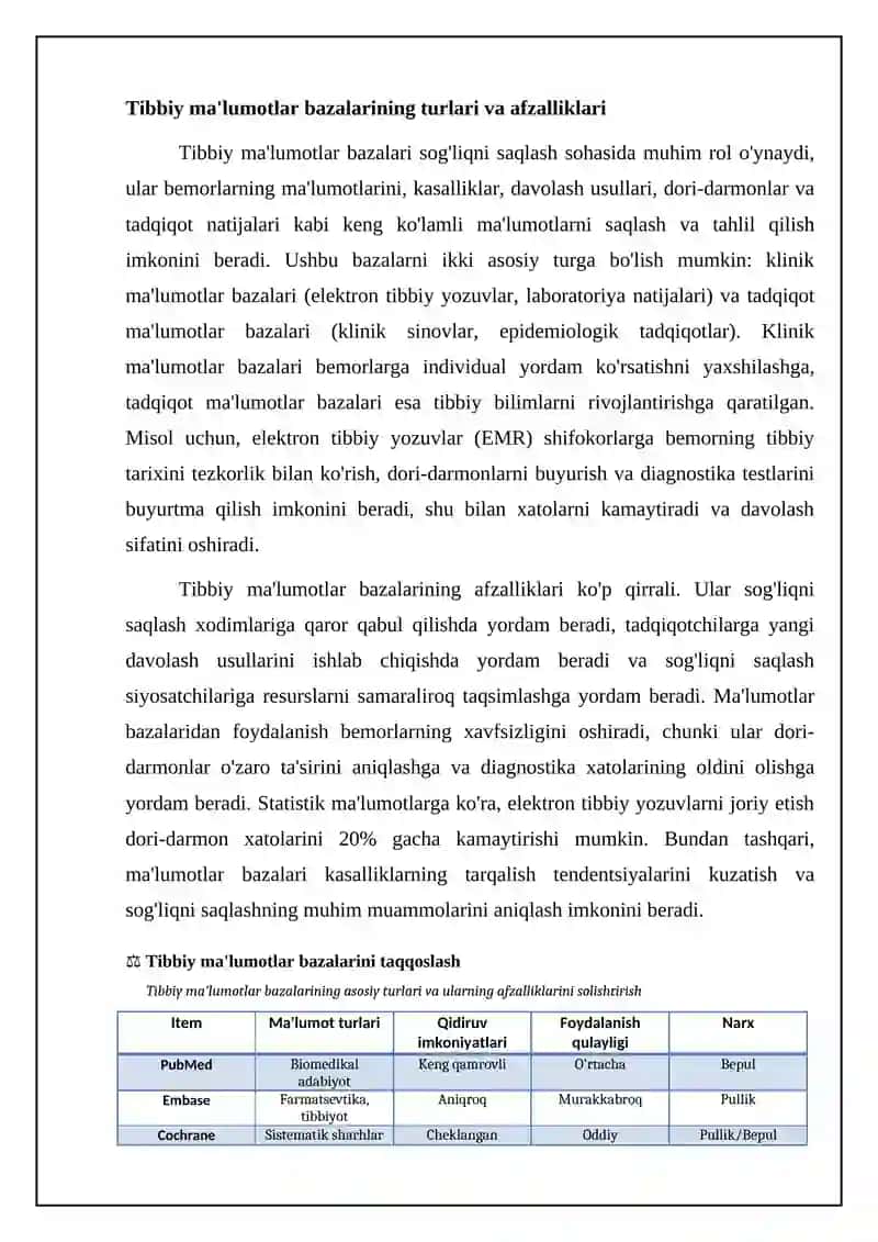 Tibbiy ma'lumotlar bazalariga kirish 4