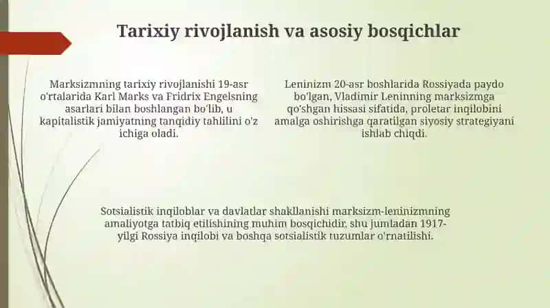 Marksizm va Leninizm: Asosiy tamoyillar va tarixiy rivojlanish 4