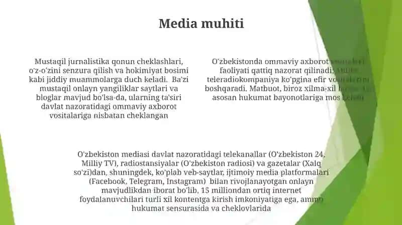 O'zbekiston respublikasida ommaviy axborot vositalarining faoliyati 4