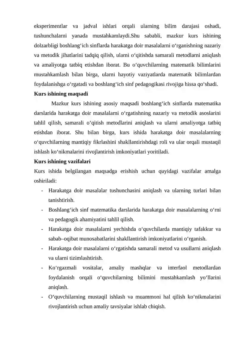 MATEMATIKA VA UNI O‘QITISH METODIKASI FANIDAN KURS ISHI 4