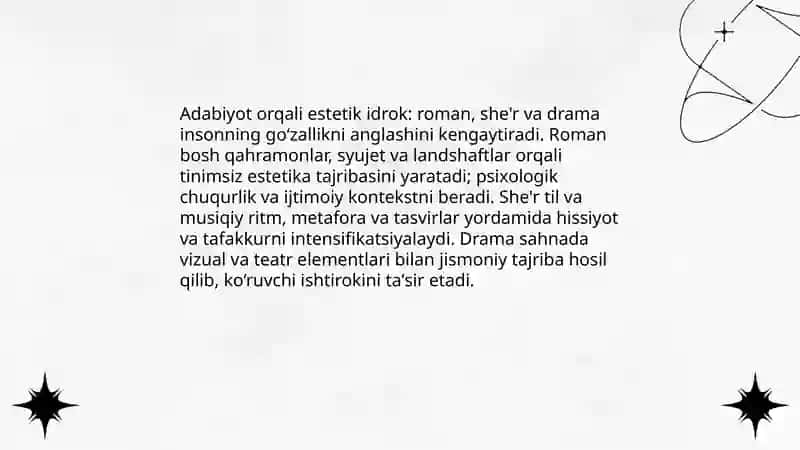 Badiiy asarlar va dunyoni estetik idrok etish nazariyasi 4