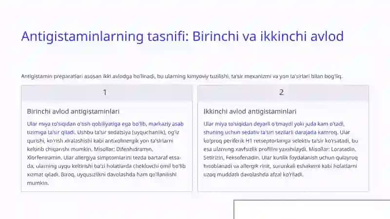 Antigistamin guruh preparatlarining klinik farmakologiyasi 4